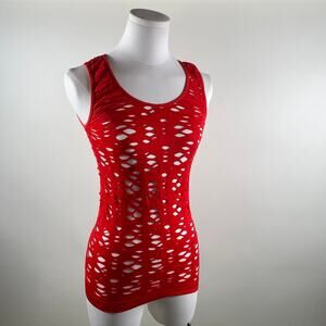 Vintage Y2K red fishnet tank top